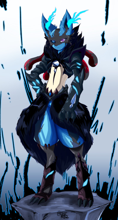 Abyssal Lucario, an evolved state from Mega Evolution from the exposure of the dark light through me