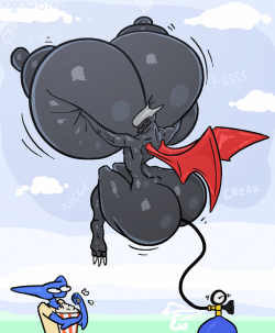 borisalien:   Daily Drawing 048 - Up, up and… PATREON REWARD for @agentcybershark of a fem Cy floating up after someone plugging her to a hose… who would do such a thing?!  - twitter - Patreon - ko-fi - FA - 