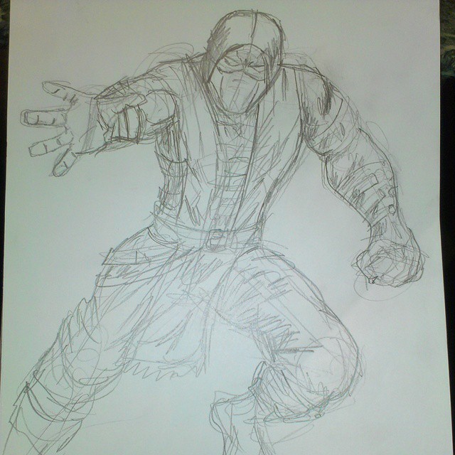 Mortal Kombat Scorpion Sketch by RichLim89 on DeviantArt