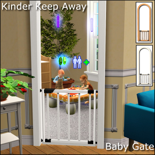 Updated 2-25-13 & 9-8-22
Here’s a MTS Is Still Down gift for my followers (100+ now, thank you!). It’s the Kinder Keep Away baby gate from the Sims 3 Store World, Aurora Skies.
• Fully Functional (toddlers can’t go through the gate on their own, they...