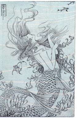 taishou-kun:  Takabatake Kashou 高畠華宵 (1888-1966) Ningyo 人魚 (Mermaid) - Japan - 1920s  Source Takabatake Kashou Taisho Roman Museum 高畠華宵大正ロマン館 
