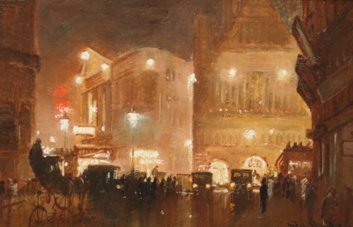 Evening in Haymarket, London -  George Hyde -PownallEnglish 1876-1932