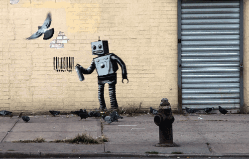 audioabsinthe:  Banksy works animated by adult photos