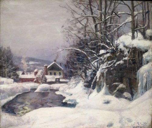 Frederik Collett (1839 - 1914) - Winter, Mesna. 1892. Oil on canvas.