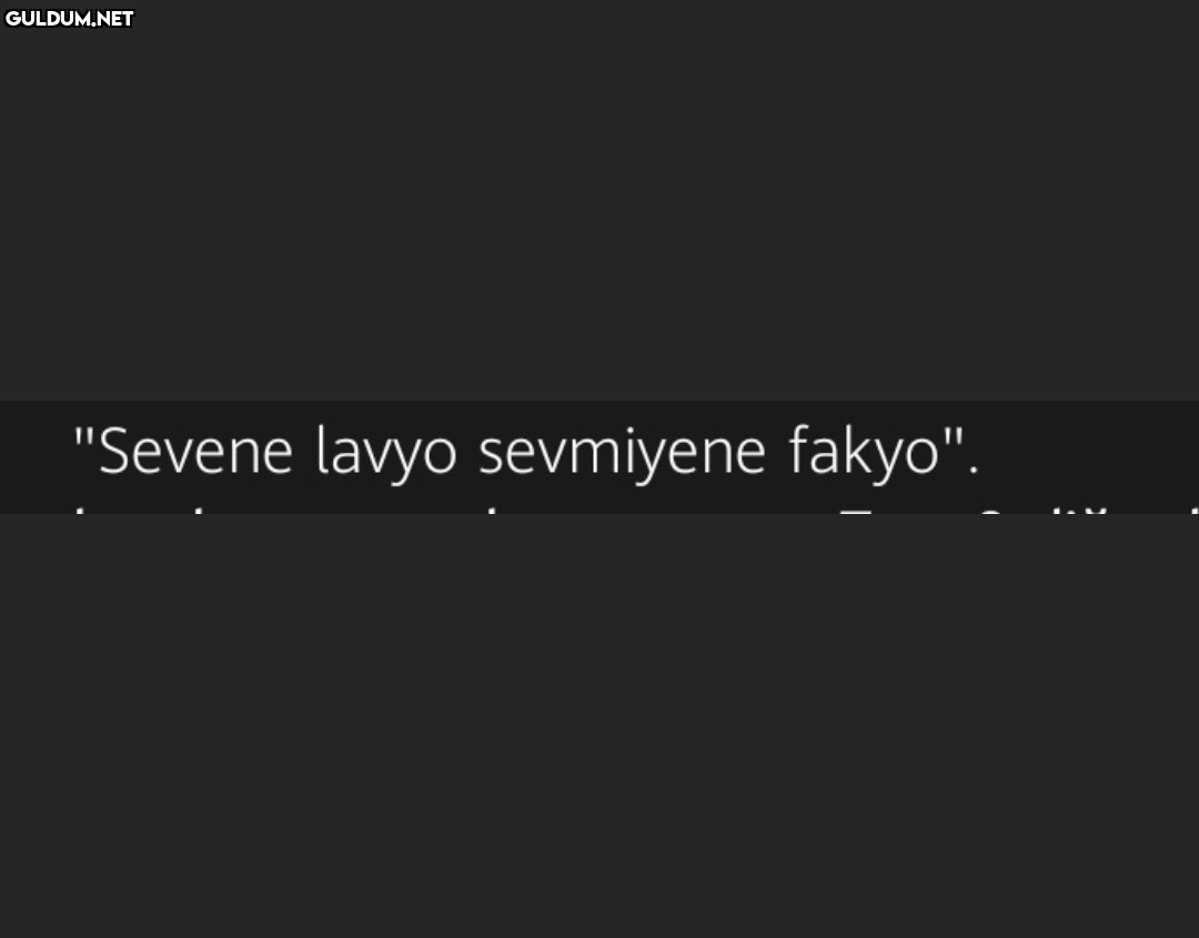 "Sevene lavyo sevmiyene fakyo".