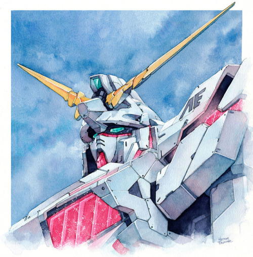 hectortrunnec: Rx-0 Unicorn Gundam. Watercolor illustrationPrints: society6.com/product/unic