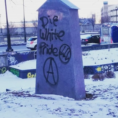 ‘Die White Pride’ graffiti seen at Heaven Skate Park in Hartford, Connecticut