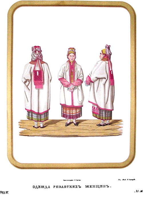 Russian folk dress, jewellery and headdresses Illustrations from the &ldquo;Solnetsev Book&rdquo; by