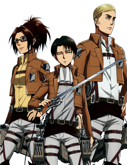 shingekinoai:  Transparent Hanji, Levi and Erwin for your blog~ Original: X 