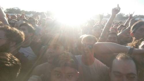 Near the front of the crowd for Underoath. One of the better crowds of the day. Nonstop energy from 