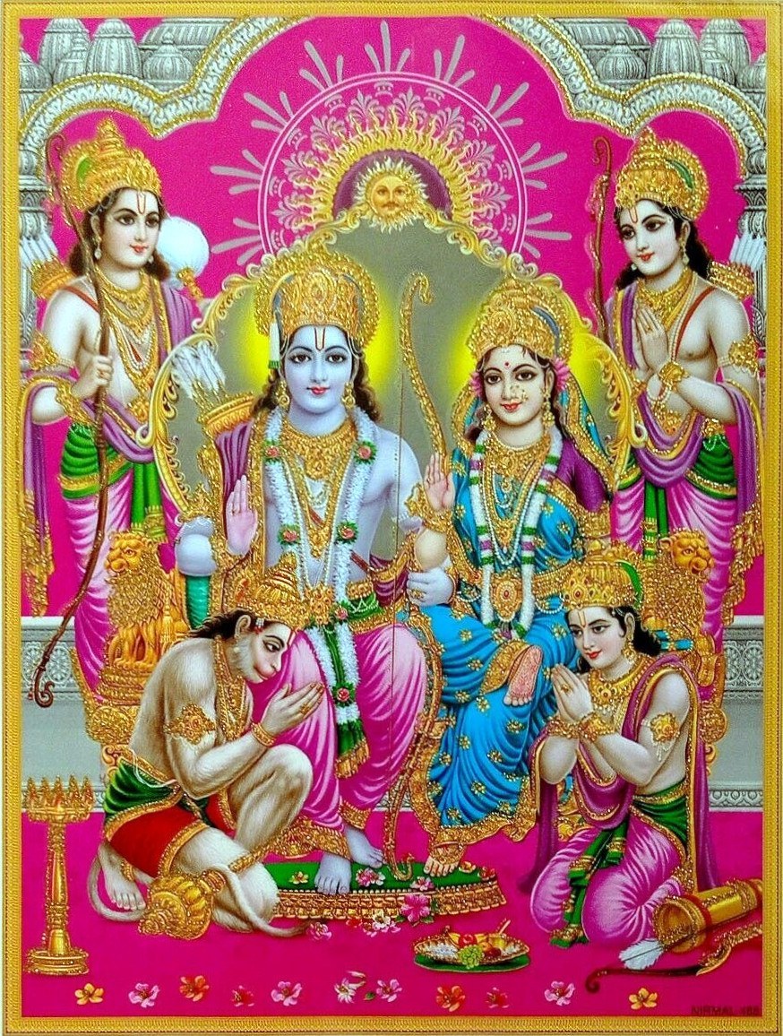 Hindu Cosmos - Ram Darbar - Rama Sita Laxman Hanuman (via eBay:...