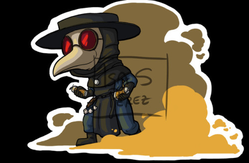Chibi Smoke with the costume of the plague doctors ~(˘▾˘~) 