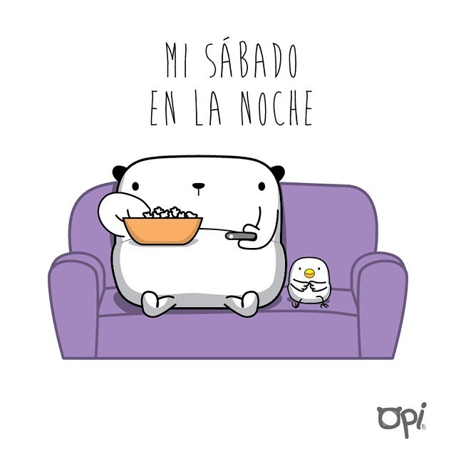 oscarospinastudio:  Asi es mi #sábado en la #noche  #opi #cute #kawaii #ilustración