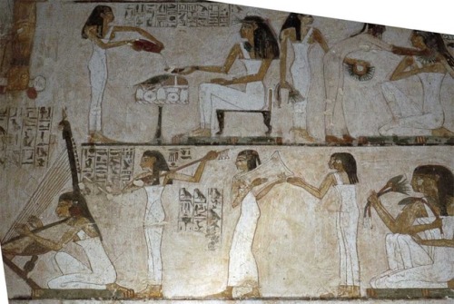 Women at a Banquet from the tomb of Rekhmire,reign of Amenhotep II of the 18th dynasty, 1479-1425