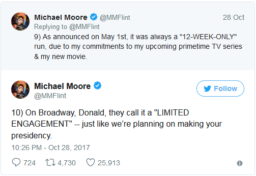 So, Twitler decided to take on Michael More, needless to say it didn’t end well.