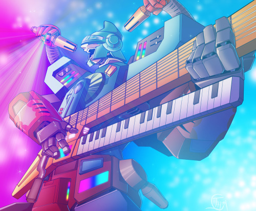 taycon-me-liftme-up:  Welp I have been watching GaoGaiGar and I accidentally a Mic Sounders. I have a thing for bards. And colorful things. So I did this for the screenshot re-imagining art meme. 