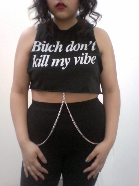 duhdoydorothy:  queerfatbrownbitch:  snakeoil:  DON’T TRY IT ft. chubby arms  top - brandy melville bodychain + pants - foreign exchange  if i was casting a music video and needed a “cool girl crew” i think we know who id be first 2 cast 