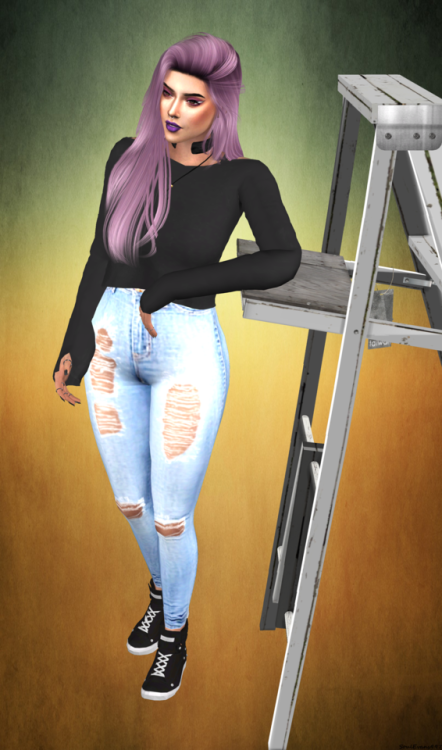 OOTD: June(Click Here for HQ)Hair Retexture @avelinesimsChoker @blue8whiteTop @by2olJeans @magnolia-