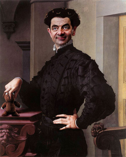 scribblerrigby: krakenqueen: tastefullyoffensive: Mr. Bean Inserted Into Famous Portrait Painting