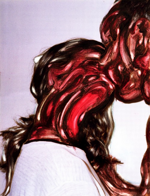kuinexs: Dissolution #49 (The Kiss) Photoretouching; solvents on photography, 22x32cm.