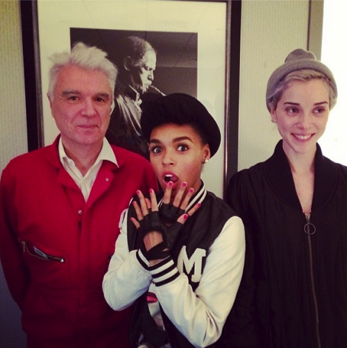 a-champagne-year:  levitatingyouth-blog: From Janelle’s instagram (@janellemonae): “Look who came to support lil ole me. What an HONOR. #dressingroomlove. #stvincent #davidbyrne #talkingheads #musicalroyalty #atlanticcity #theyinspireme”  NEVER