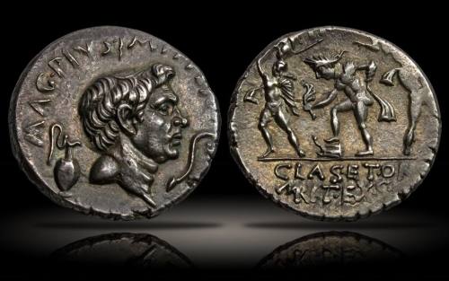 Coin featuring Pompey the Great, ca. 40 BCE. The coin was issued by his son, Sextus, as an act of op