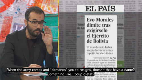 Jair Domínguez on the press’s choice of words. Està Passant, 11/11/2019.