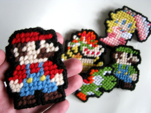 Yarn Stitched Mario Maker Patches!! It says that they’re going to do all the Mario Maker Sprites, in