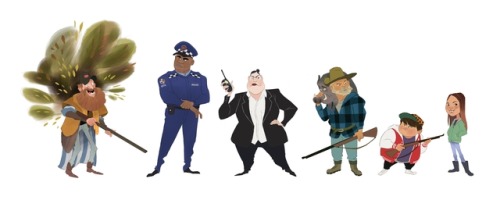 Art dump: Hunt for the Wilderpeople character lineup I did a while back!