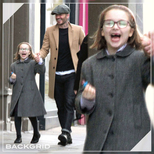 Backgrid Exclusive! Harper Beckham flashes her toothless grin shopping with daddy David! David Beckh