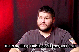 mithen-gifs-wrestling:  “I get upset, and I eat.” (Hell Rising, 2013). I really can’t express enough how much I admire and respect Kevin for being so candid and authentic and wryly honest about his relationship with food.