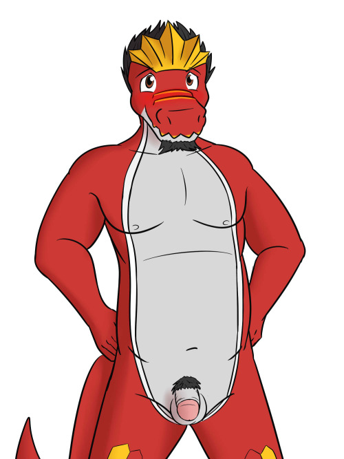 Anthro Tyrantrum Pin upNerds come in all shapes and sizes, even big guys can be nerdy.  Though, what these guys have in common is a taste for flashly looking undies, even though no one would normally see them.