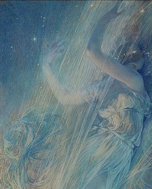 Clotho~ Pastel On Paper ~ Jules-Pierre Van Biesbroeck (Belgian Painter, 1873-1965)