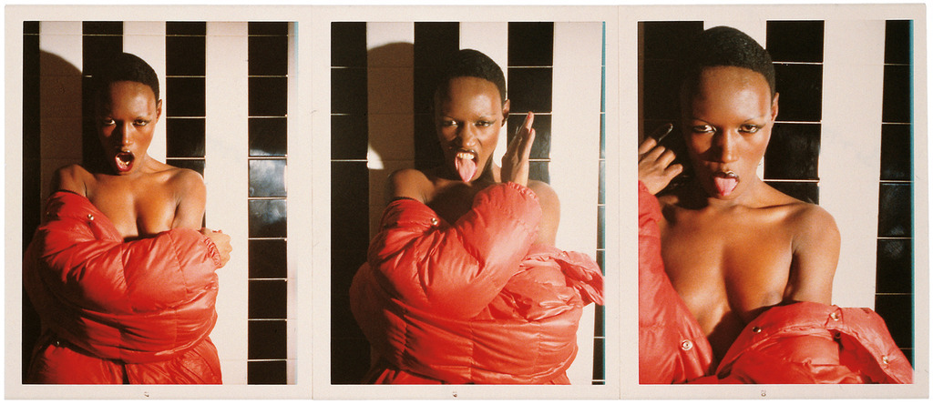 garcoon:  Red Coat Series: Grace Jones &amp; Jessica LangeAntonio Lopez (1974)