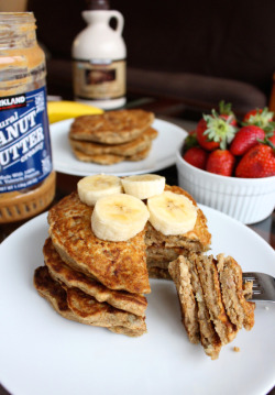 im-horngry:  Vegan Pancakes - As Requested! XPeanut Butter Banana Pancakes!