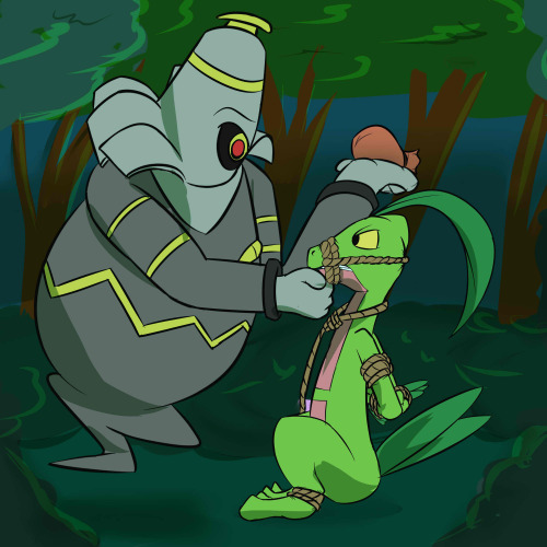 Dusknoir Captures Grovyle - Explorers of Sky Fanart