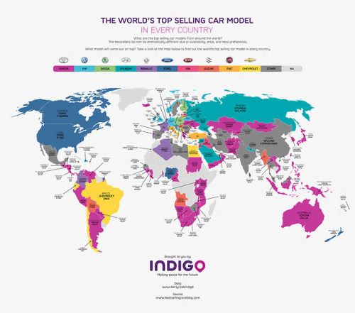 mapsontheweb: Top selling car model in each country.