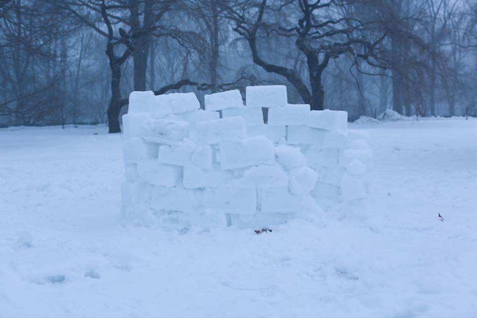 humansofnewyork:  Found evidence of massive snow battle.Apparently no survivors.