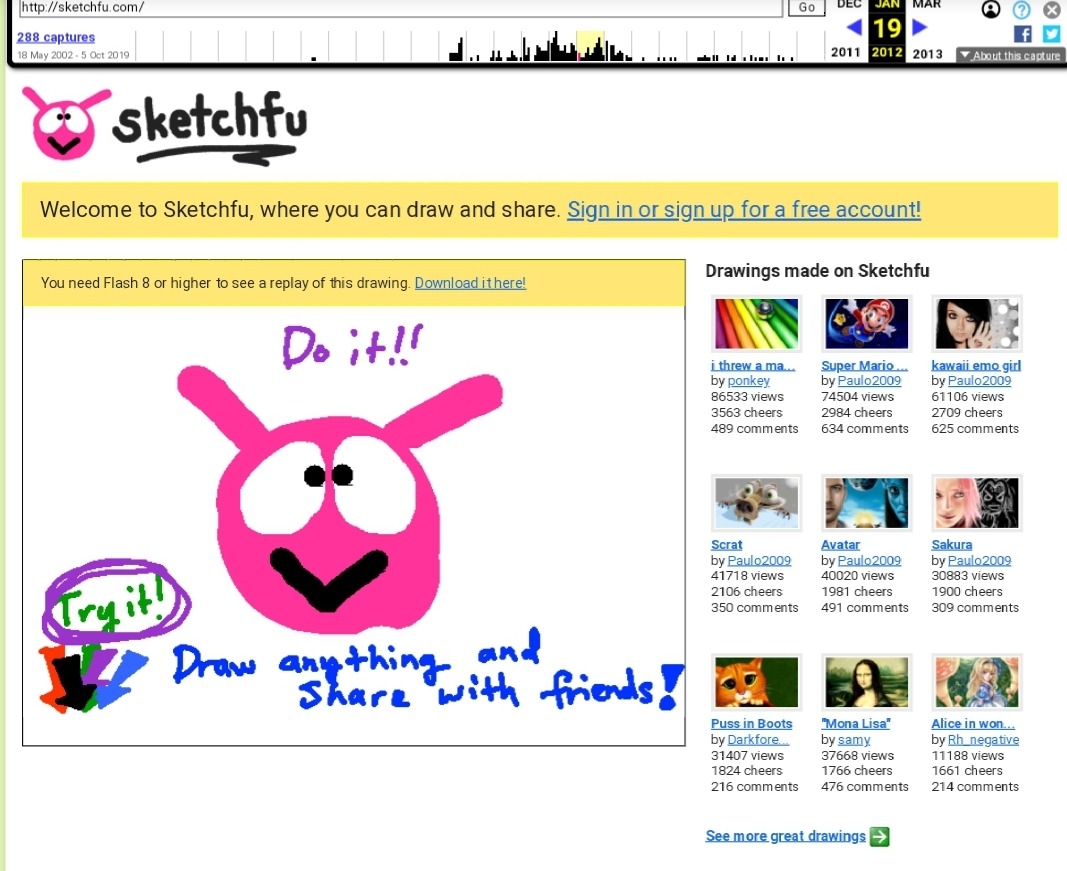 As it claims, you can draw and share any picture using Sketchfu