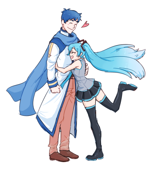 kaito/miku hug and…..that trash ship there… whatever its called