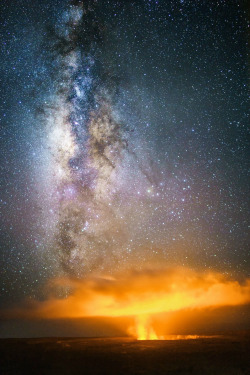 just–space:  Fire beneath the Stars. Volcano, HI.  js