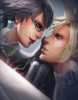 atutcha:  bayonetta and cloud ^^ my two favs