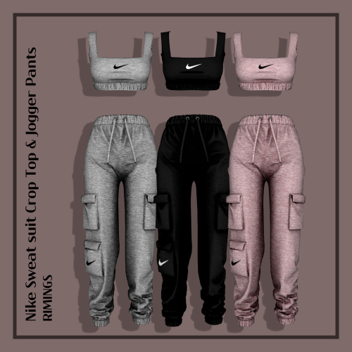  [RIMINGS] Nike Sweat suit Crop Top & Jogger Pants - TOP / BOTTOM- NEW MESH- ALL LODS- NORMAL MA