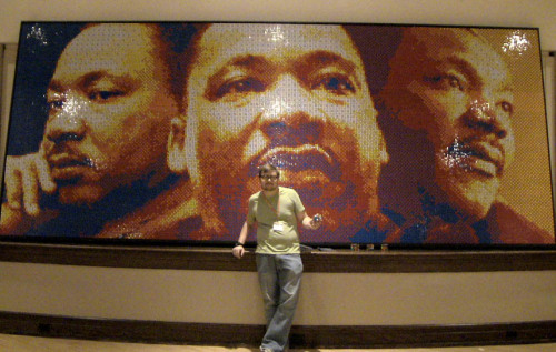 djmixstyles:  littlebigjoke:  badshoi:donj24k:  blaquerain:  leseanthomas:  Pete Fecteau spent 40 hours configuring a monumental mosaic of Martin Luther King Jr. made entirely out of Rubik’s Cubes called Dream Big. With a computer generated draft as