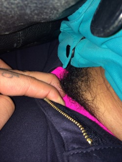nevershaveyourbush:  ​My girlfriends hairy pussy… a peak while we are on the train! 