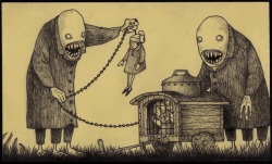 tnaewilcox:  sixpenceee:  Wonderfully creepy monsters by Don Kenn. These were drawn entirely on post-its.  Sixpenceee is on Facebook.   Scary:) 