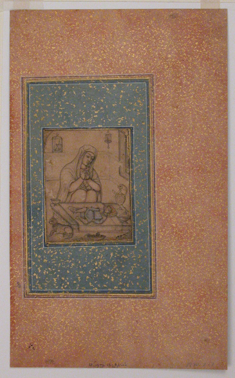 Madonna and Child in a Domestic Interior by Manohar, Islamic ArtMedium: Black and colored ink and go