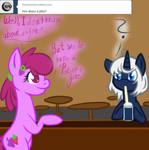 berrycherrypitstop:  ((Featuring Lapiz (ask-poison-joke).)) “Honestly, I like this form of "poison joke”. I hope the cutie will stop by more often.“  ~Berry  x3