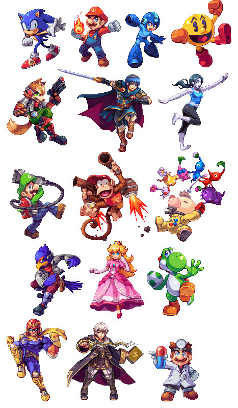 gaymerwitttattitude:  Super Smash Bros Wii U/3DS: Pixelart and Illustrations by