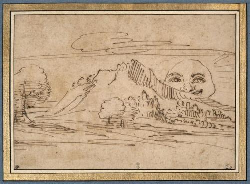 Sun in the form of a mask rising behind a mountain, 16th C.Annibale Carracci (1560-1609)